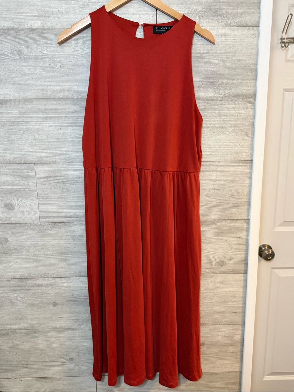 ELOQUII  Red Orange Sleeveless Dress Drop Waist Plus Size 14/16